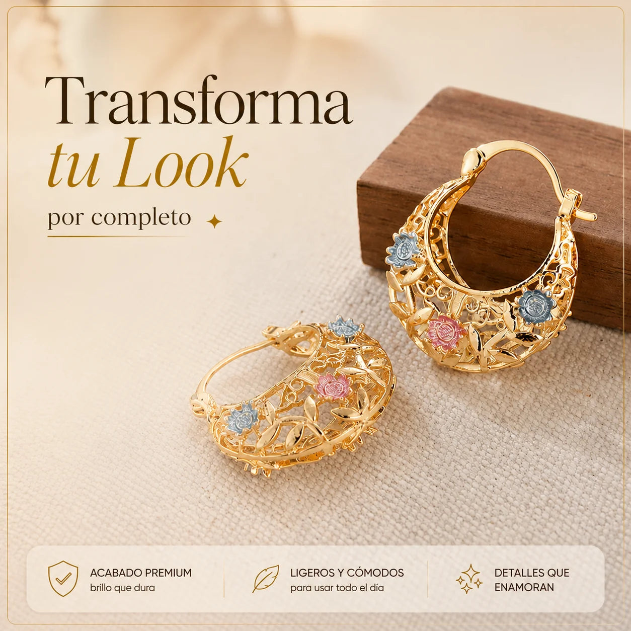 ARETES CHAPADOS EN ORO MEDIA LUNA 😍 | DISEÑO EXCLUSIVO 🌸