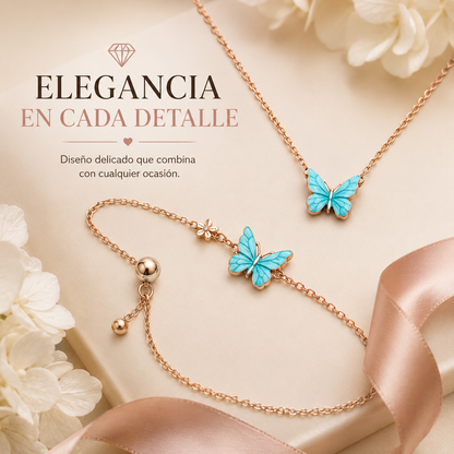 SET MARIPOSAS: COLLAR + PULSERA 🦋 | INCLUYE CAJA DE REGALO 🎁