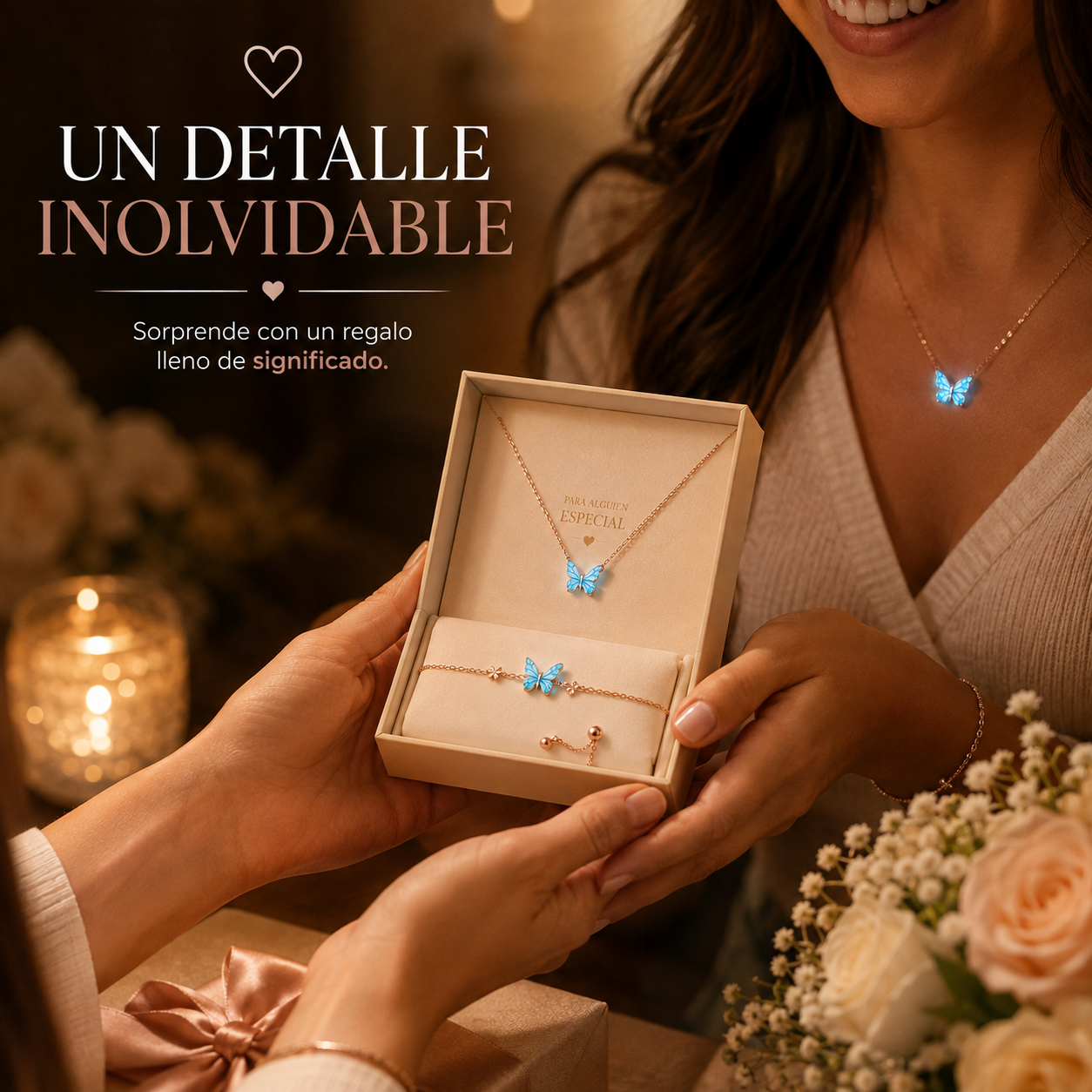 SET MARIPOSAS: COLLAR + PULSERA 🦋 | INCLUYE CAJA DE REGALO 🎁