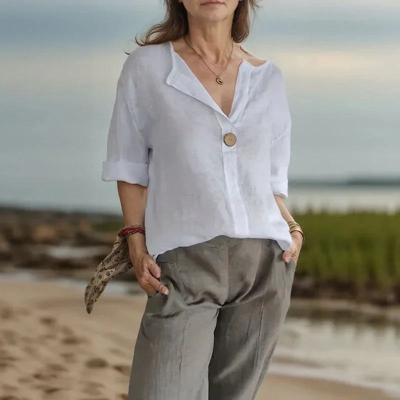 Camisa Lucienne en Lino Premium - Elegante, fresca y atemporal (PAGA 2 Y LLEVA 3)✨