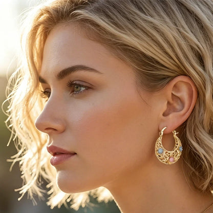 ARETES CHAPADOS EN ORO MEDIA LUNA 😍 | DISEÑO EXCLUSIVO 🌸